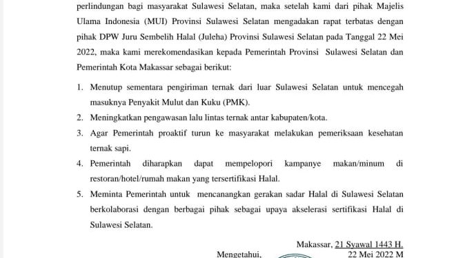 ini-surat-rekomendasi-mui-sulsel-antisipasi-penyakit-mulut-dan-kuku-hewan-kurban